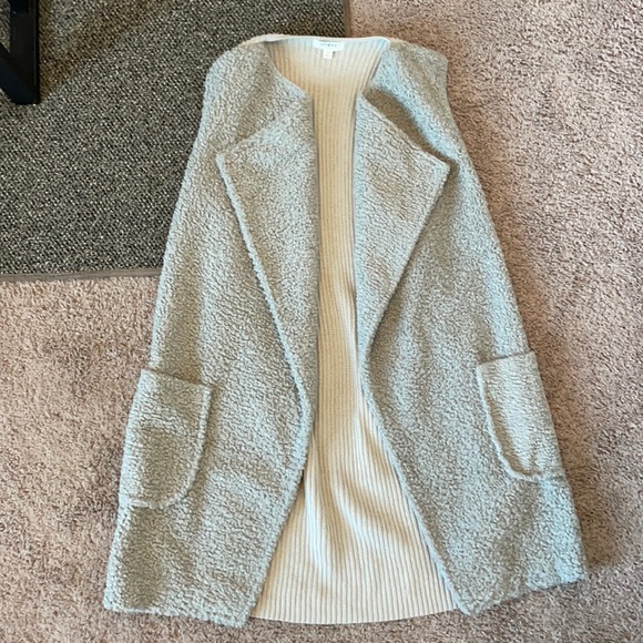 Sherpa and knit long vest
